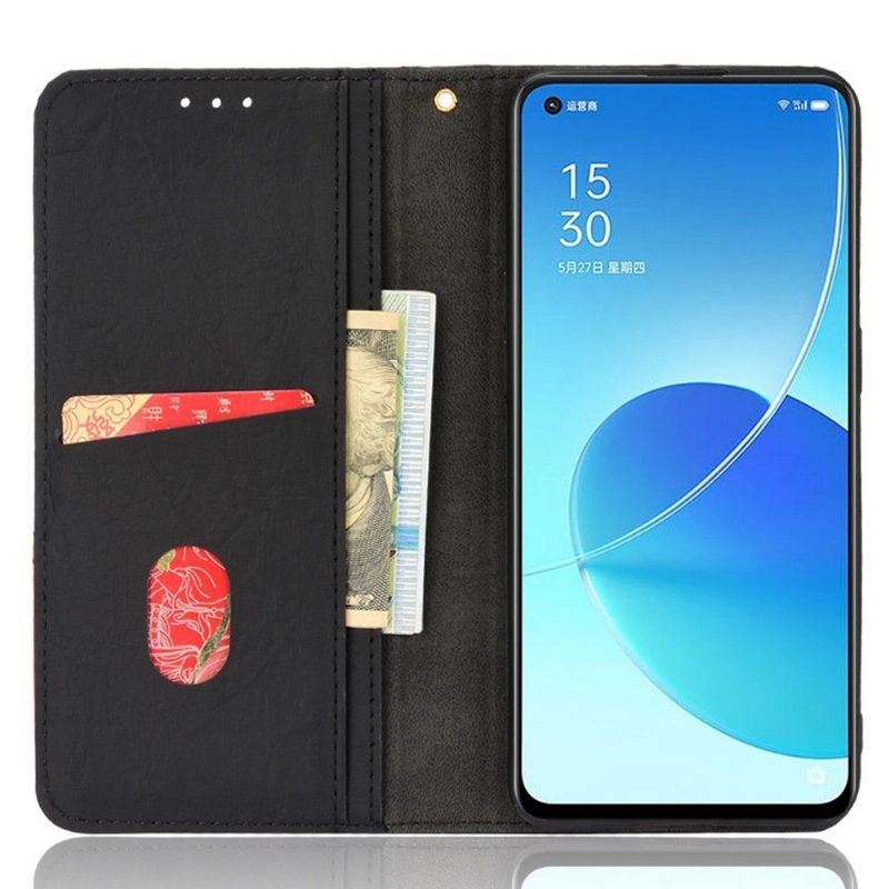 Oppo Reno 6 5G - Housse flip cover simili cuir rétro