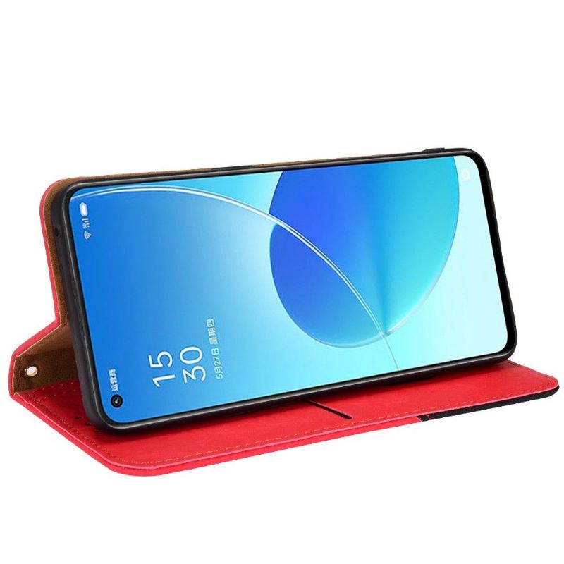 Oppo Reno 6 5G - Housse flip cover simili cuir rétro