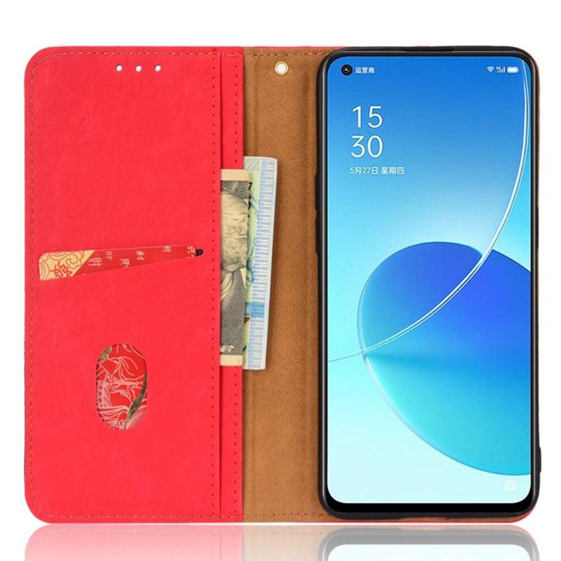 Oppo Reno 6 5G - Housse flip cover simili cuir rétro