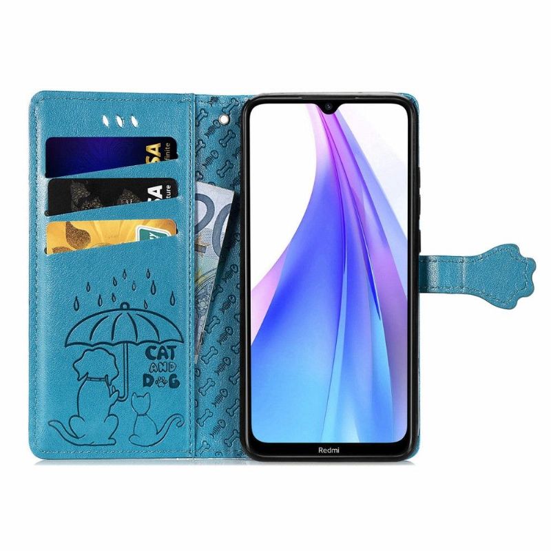 Housse Xiaomi Redmi Note 8T effet cuir animaux en relief