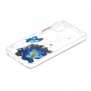 Coque Xiaomi Poco M3 fleurs et papillons bleus