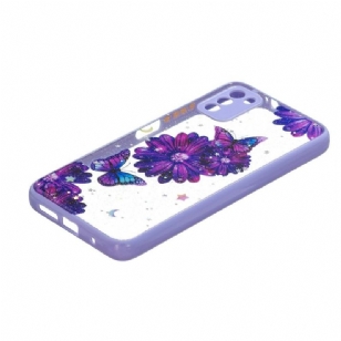 Coque Xiaomi Poco M3 fleurs et papillons violets