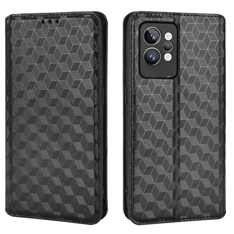 Flip Cover Realme GT2 Pro Effet Cuir Cubes 3D