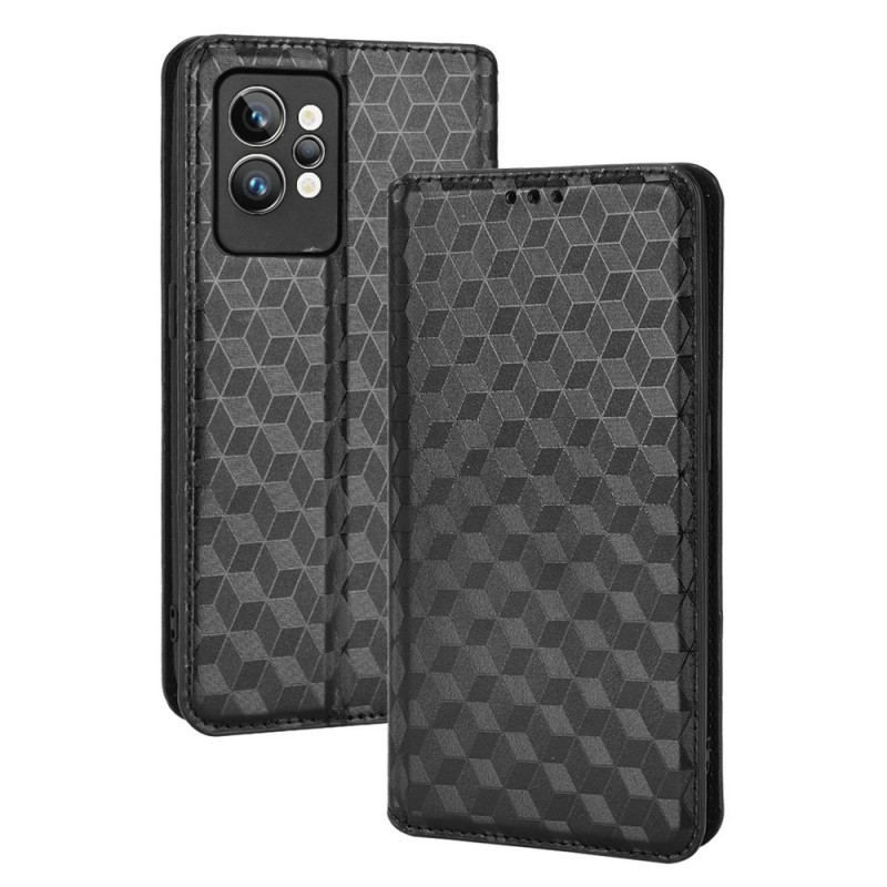 Flip Cover Realme GT2 Pro Effet Cuir Cubes 3D