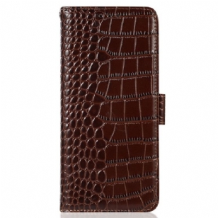 Housse Realme GT2 Pro Cuir Véritable Style Crocodile RFID