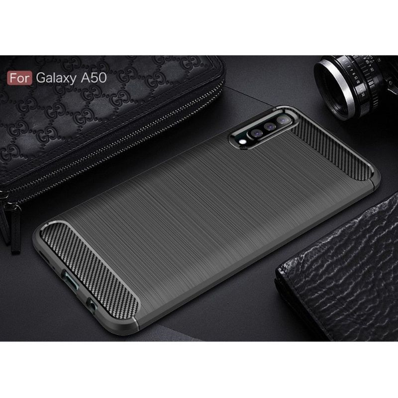 Samsung Galaxy A50 - Coque gel brossé carbone