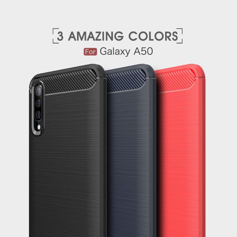 Samsung Galaxy A50 - Coque gel brossé carbone