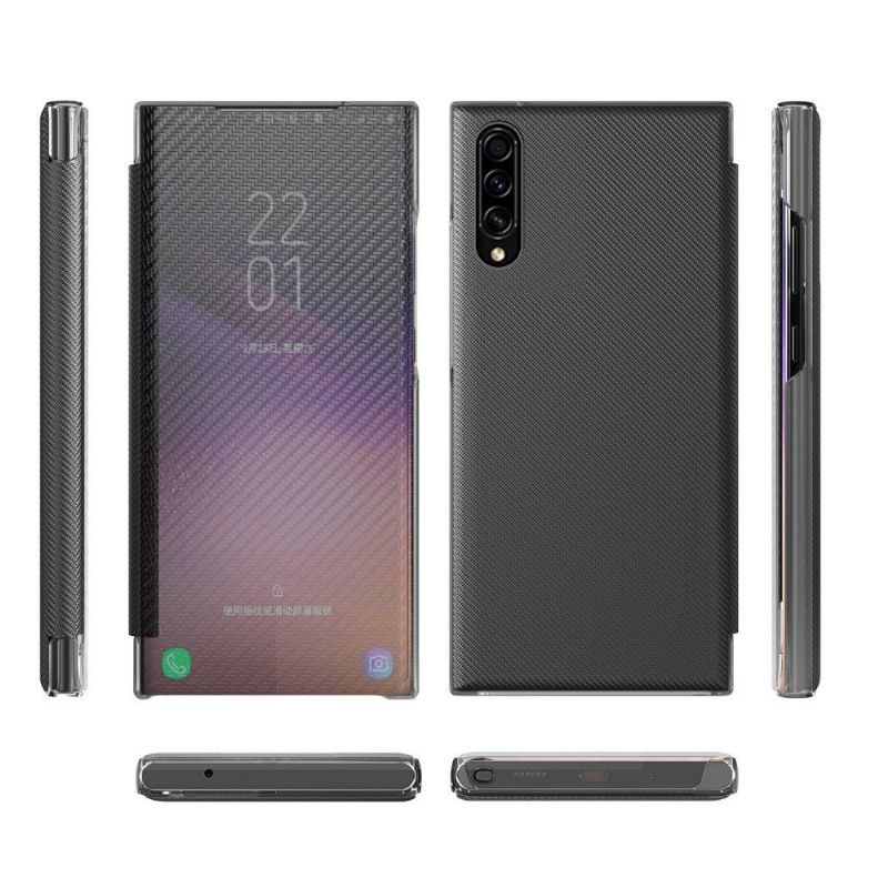 Samsung Galaxy A50 - Flip cover fibre de carbone