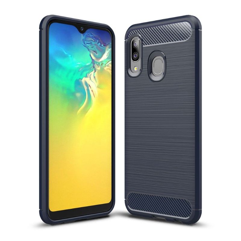 Samsung Galaxy A20e - Coque gel brossé carbone