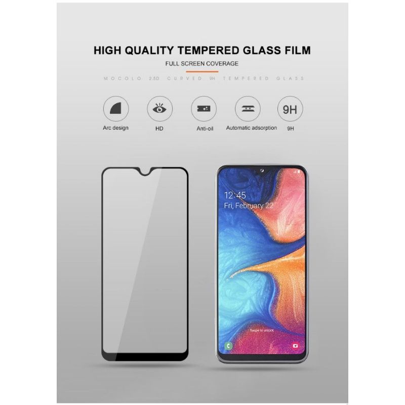 Samsung Galaxy A20e - Protection d’écran en verre trempé full size - Noir