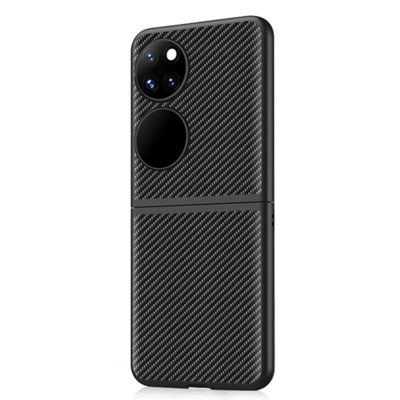 Coque Huawei P50 Pocket Véritable Cuir et Fibre Carbone