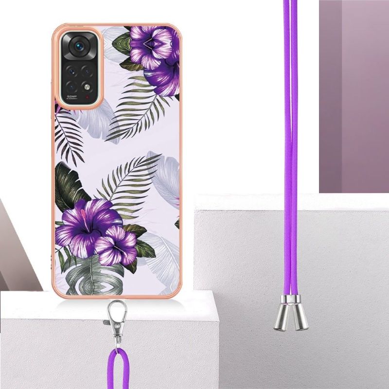 Coque Xiaomi Redmi Note 11 / 11S à cordon fleurs exotiques