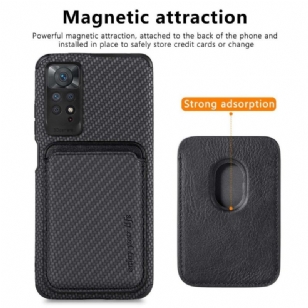 Coque Xiaomi Redmi Note 11 / 11S Fibre de Carbone Porte-cartes détachable