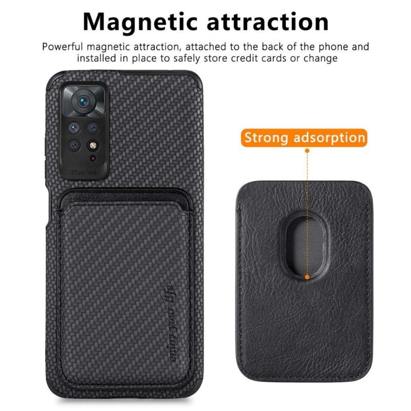 Coque Xiaomi Redmi Note 11 / 11S Fibre de Carbone Porte-cartes détachable