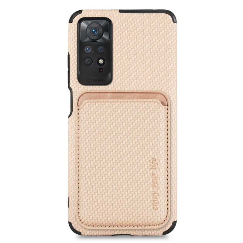 Coque Xiaomi Redmi Note 11 / 11S Fibre de Carbone Porte-cartes détachable