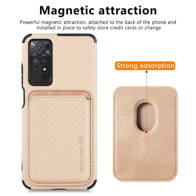 Coque Xiaomi Redmi Note 11 / 11S Fibre de Carbone Porte-cartes détachable