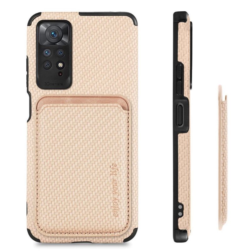 Coque Xiaomi Redmi Note 11 / 11S Fibre de Carbone Porte-cartes détachable