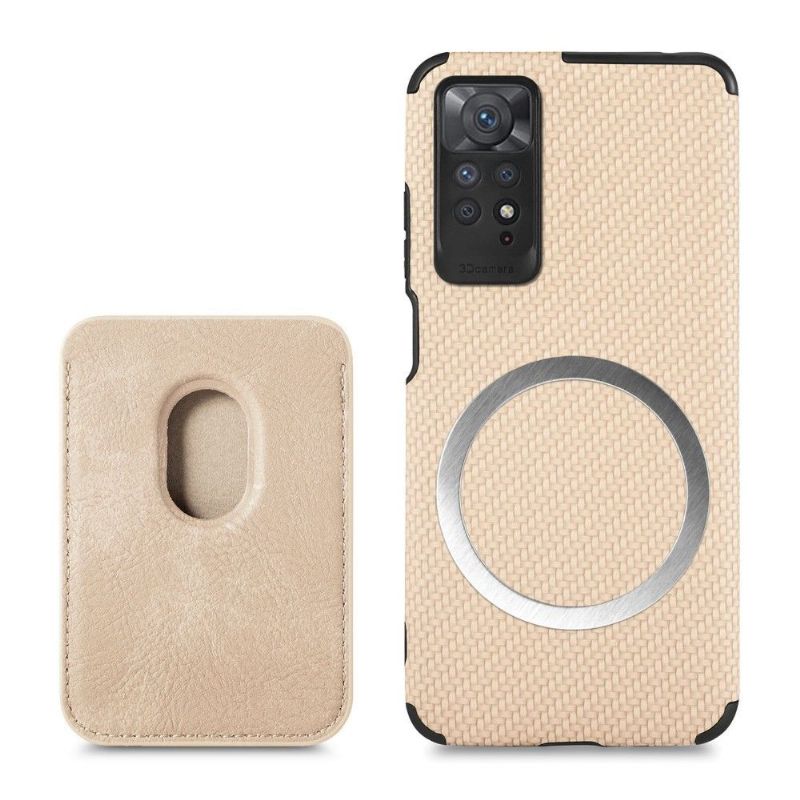 Coque Xiaomi Redmi Note 11 / 11S Fibre de Carbone Porte-cartes détachable