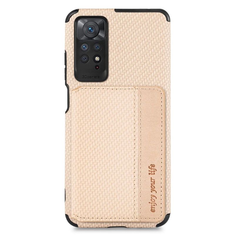 Coque Xiaomi Redmi Note 11 / 11S Fibre Carbone Porte-Cartes Fonction Support