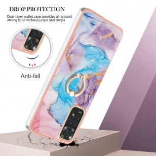 Coque Xiaomi Redmi Note 11 / 11S marbre coloré bleu avec bague