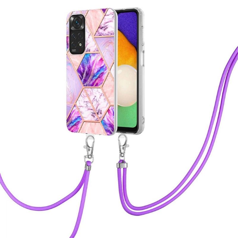 Coque Xiaomi Redmi Note 11 / 11S multicolore motif géométrie à cordon