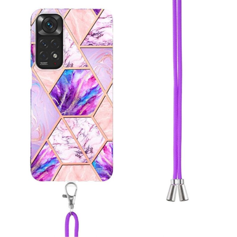 Coque Xiaomi Redmi Note 11 / 11S multicolore motif géométrie à cordon