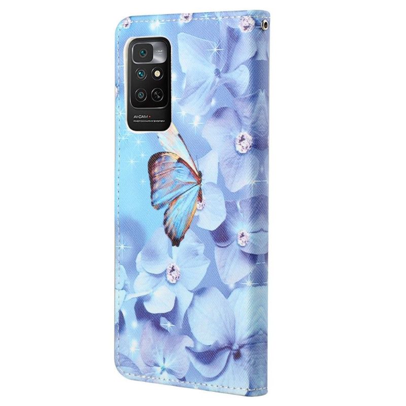 Housse Xiaomi Redmi Note 11 / 11S Papillon et fleurs bleues