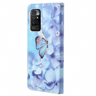 Housse Xiaomi Redmi Note 11 / 11S Papillon et fleurs bleues