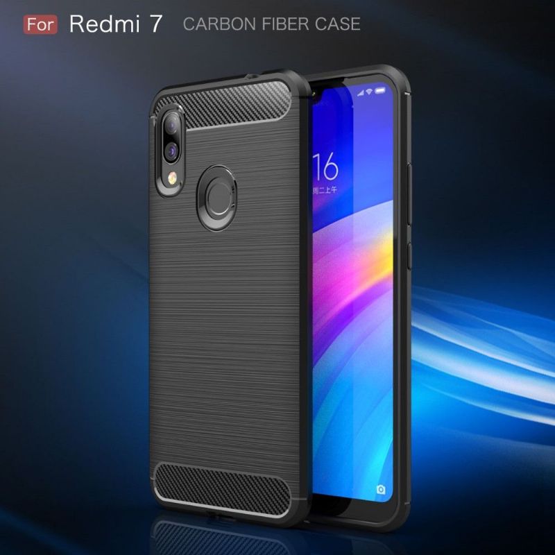 Xiaomi Redmi 7 - Coque gel brossé carbone