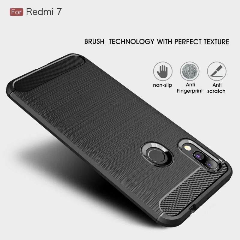 Xiaomi Redmi 7 - Coque gel brossé carbone