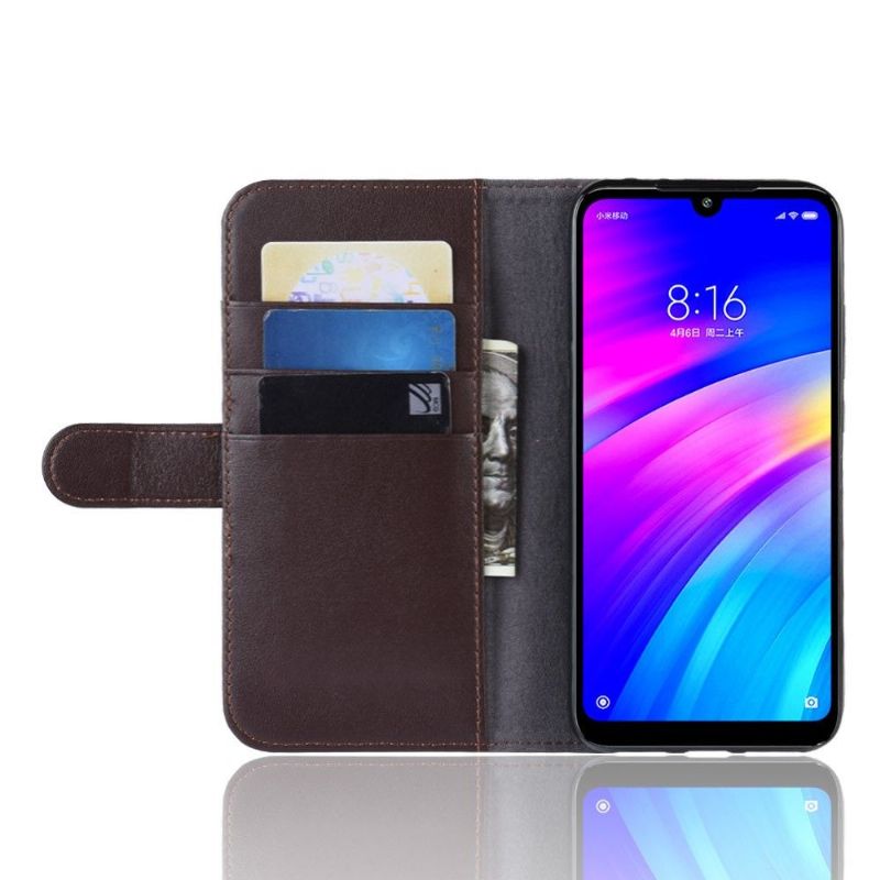 Xiaomi Redmi 7 - Étui cuir premium porte cartes - Marron