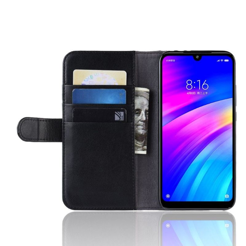 Xiaomi Redmi 7 - Étui cuir premium porte cartes - Noir