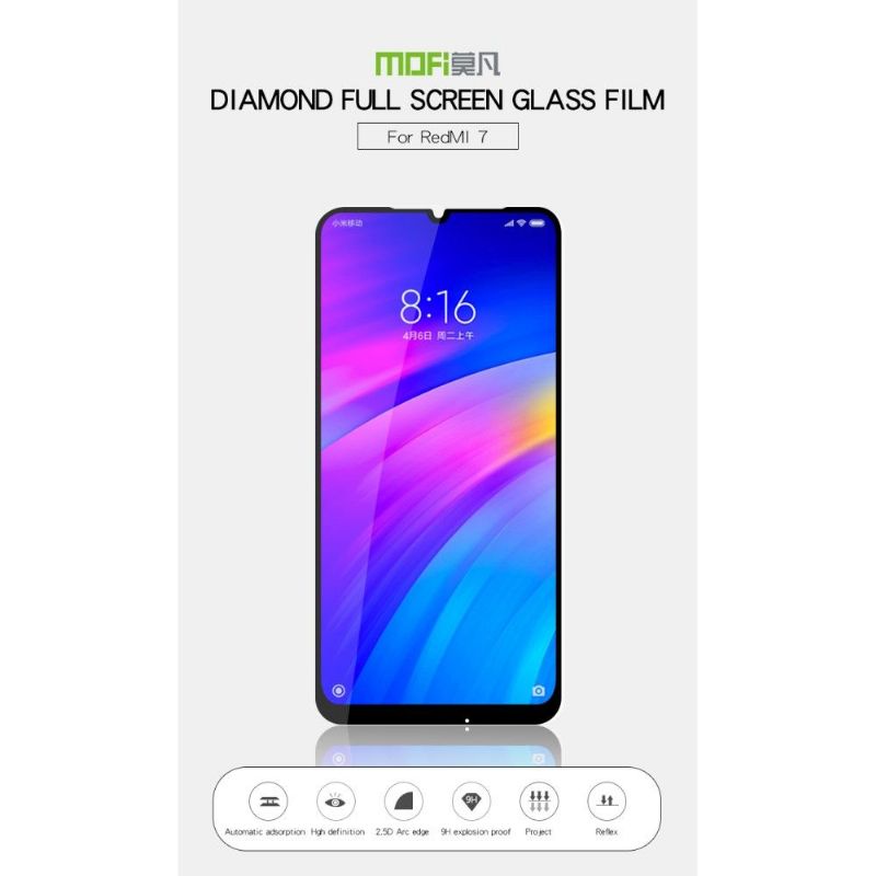 Xiaomi Redmi 7 - Protection d’écran en verre trempé full size - Noir