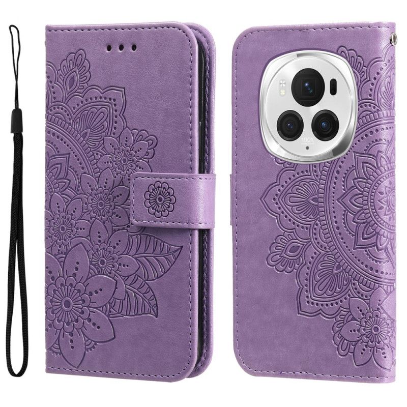 Housse Honor Magic 6 Pro Motif Floral à Lanière