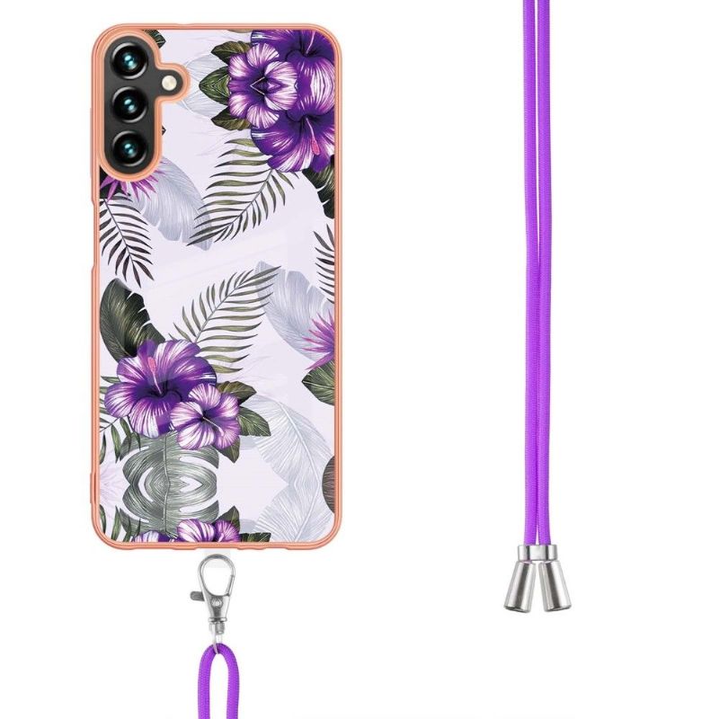 Coque à cordon Samsung Galaxy A13 5G fleurs exotiques