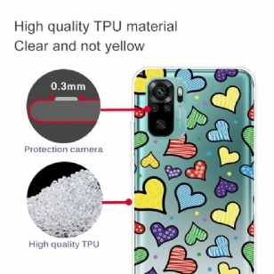 Coque Xiaomi Redmi Note 10 Coeurs Colorés