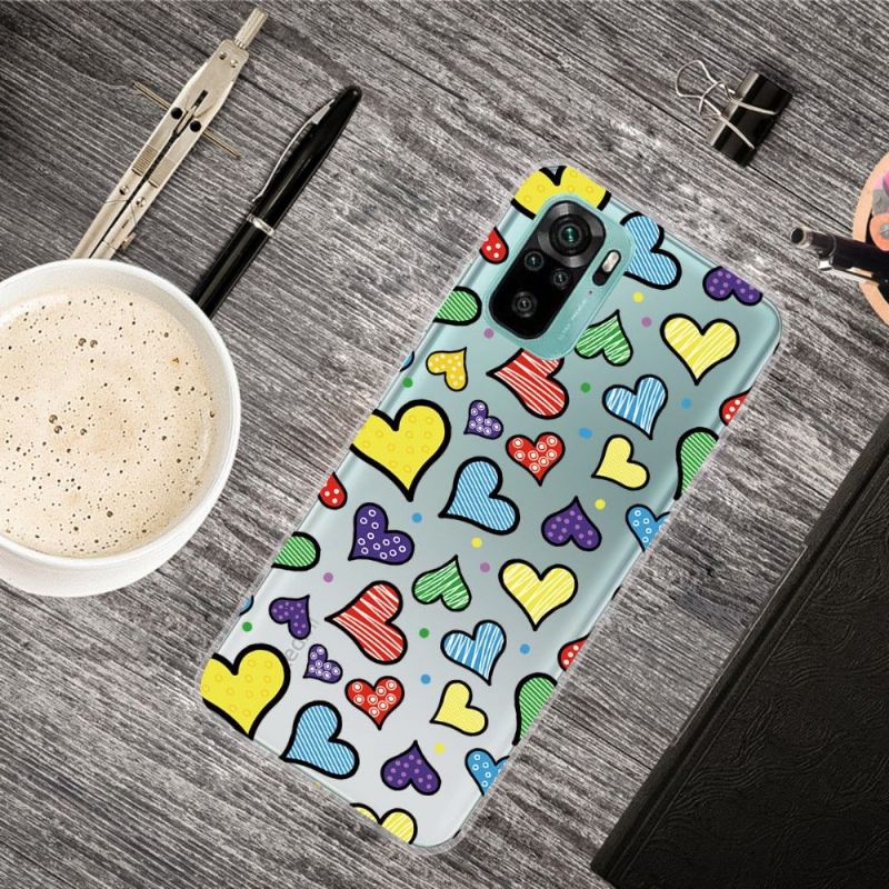 Coque Xiaomi Redmi Note 10 Coeurs Colorés