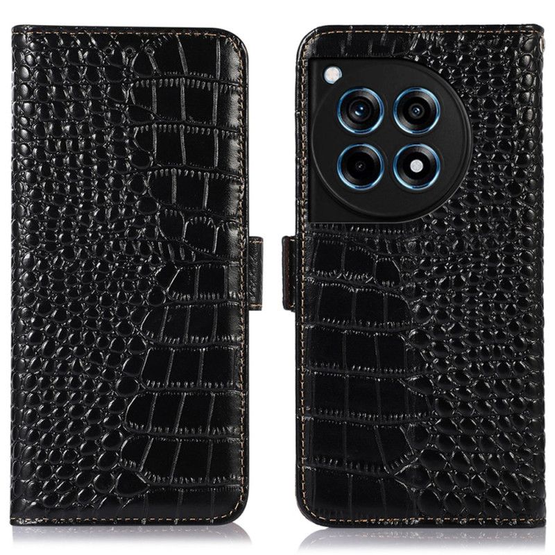 Housse OnePlus 12R Style Crocodile Blocage RFID