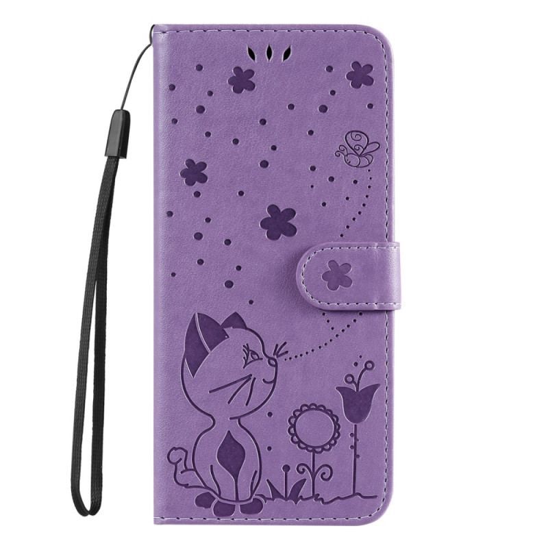 Housse Honor Magic 5 Lite Chat et Abeille à Lanière