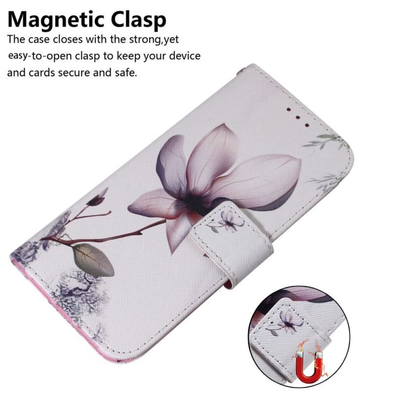 Housse Honor Magic 5 Lite Fleur Rose à Lanière