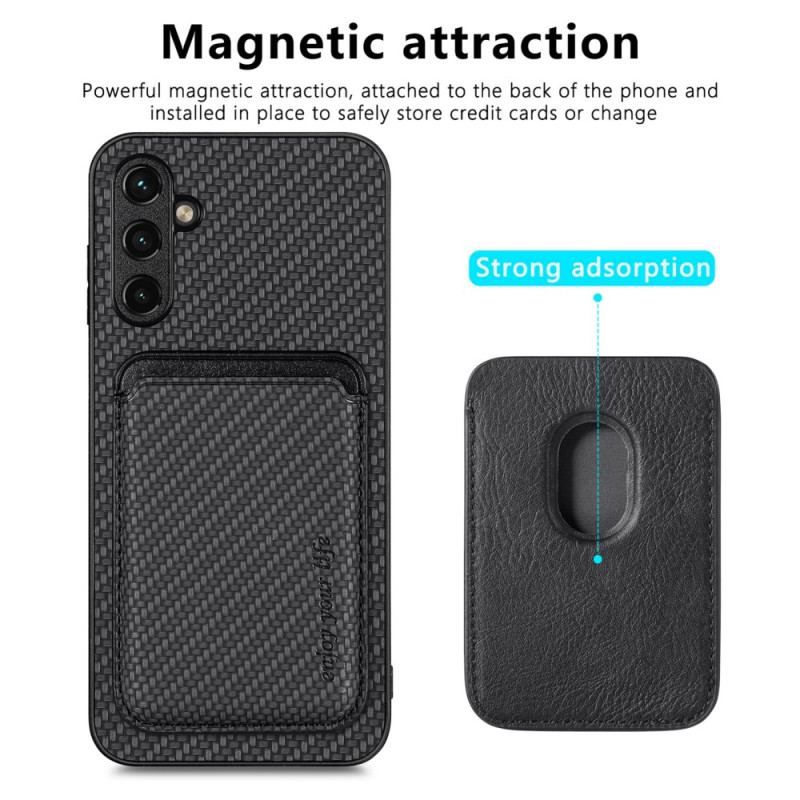 Coque Samsung Galaxy A14 5G / A14 Fibre Carbone Porte-Cartes Amovible