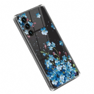 Coque Samsung Galaxy A14 5G / A14 Transparente Fleurs Bleues