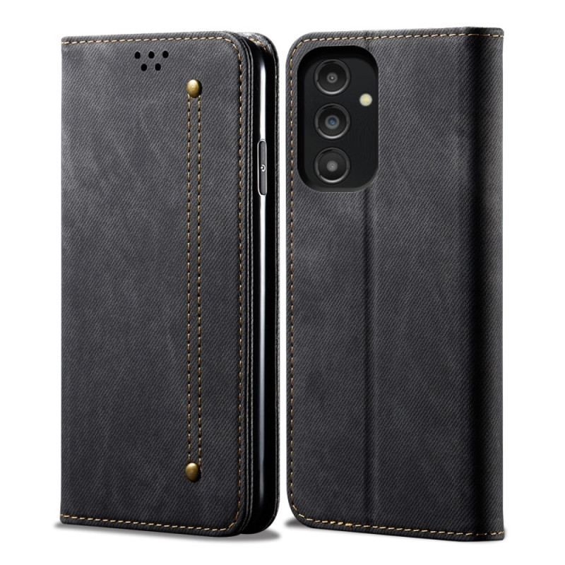 Flip Cover Samsung Galaxy A14 5G / A14 Tissu Jeans