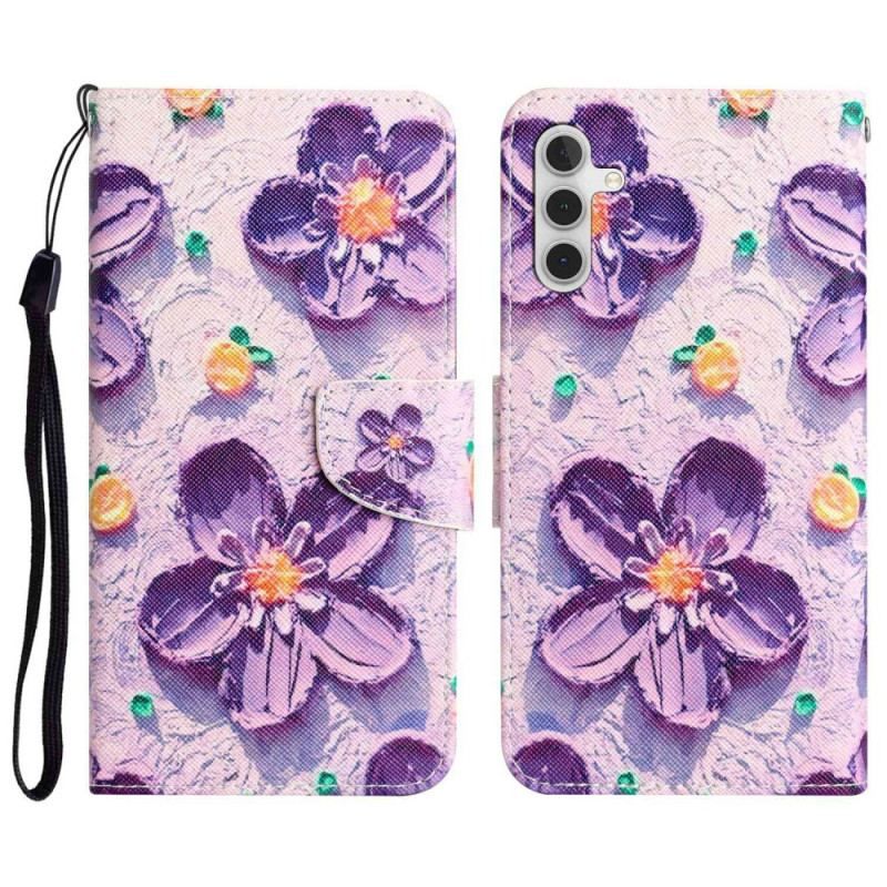 Housse Samsung Galaxy A14 5G / A14 Fleurs à Lanière