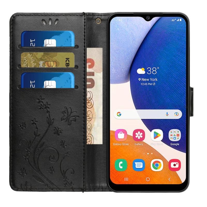 Housse Samsung Galaxy A14 5G / A14 Florale à Lanière