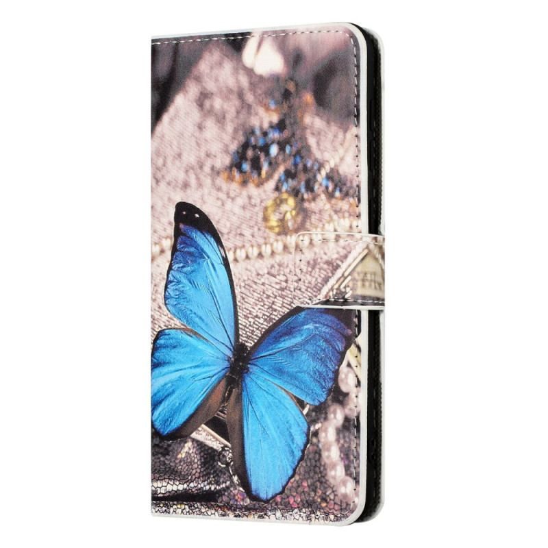 Housse Samsung Galaxy A14 5G / A14 Papillon Bleu