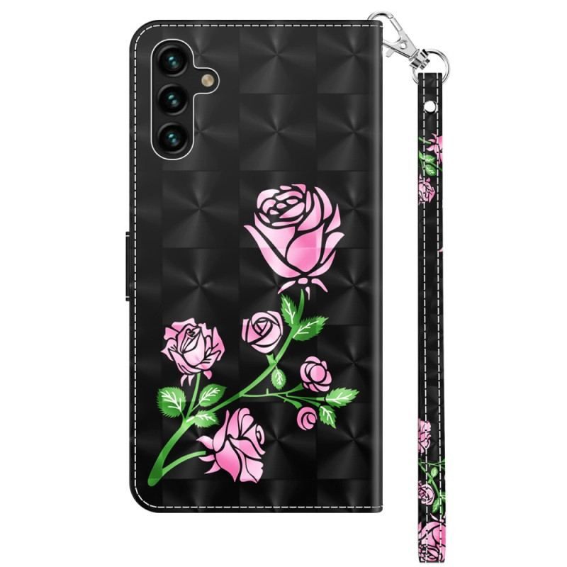 Housse Samsung Galaxy A14 5G / A14 Roses à Lanière