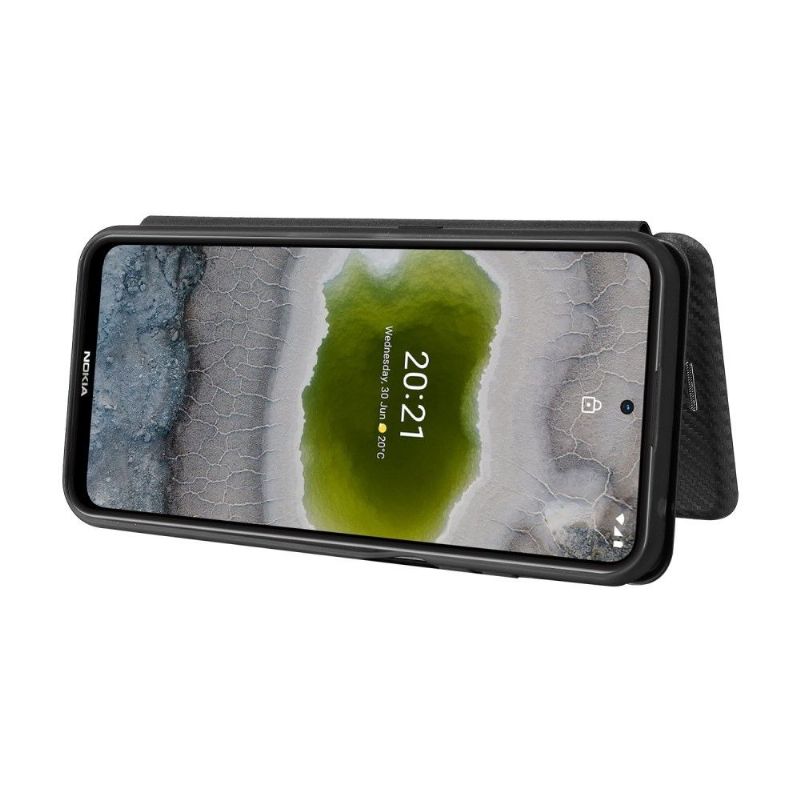 Housse Nokia X20 / X10 simili cuir style fibre de carbone