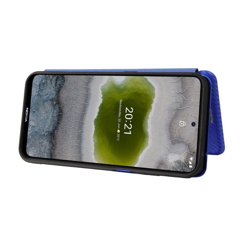 Housse Nokia X20 / X10 simili cuir style fibre de carbone