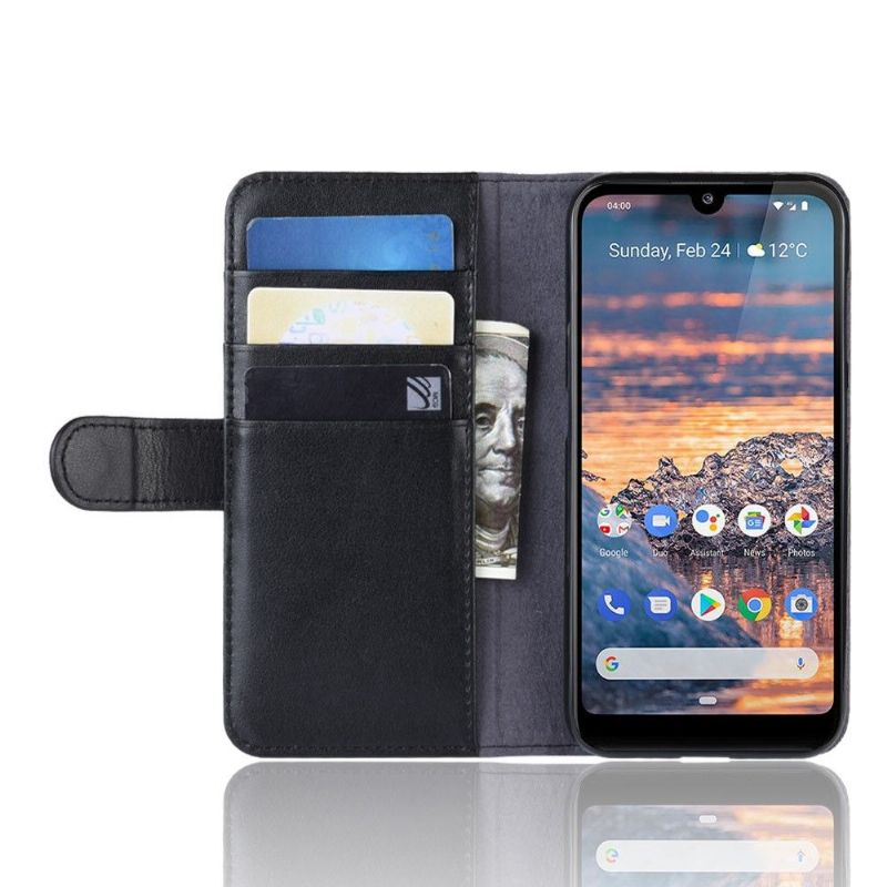 Nokia 4.2 - Étui portefeuille cuir premium - Noir